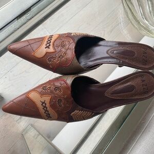 Natural Leather handmade sexy slides Brazil 3” heel